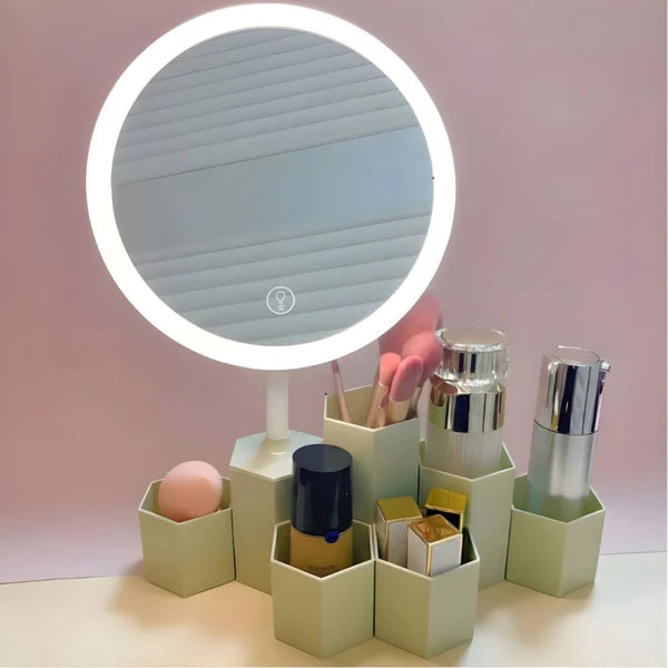 LED Makeup Mirror With Makeup Organizer Premium Product