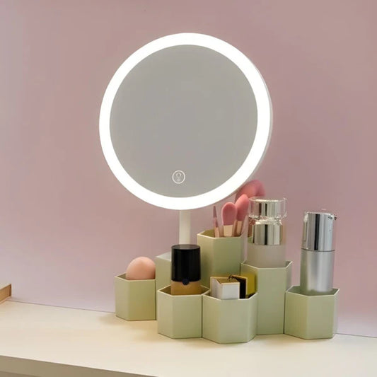 LED Makeup Mirror With Makeup Organizer Premium Product