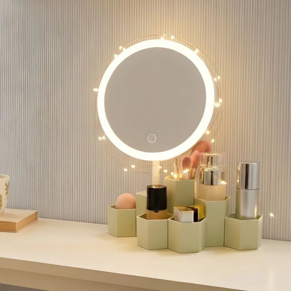 LED Makeup Mirror With Makeup Organizer Premium Product
