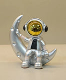 Astronaut Moon Sitting Showpiece Decorative Space Theme Figurine