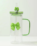 Straw Glass Bottle 450ML Portable Drinking Cup