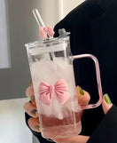 Straw Glass Bottle 450ML Portable Drinking Cup
