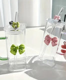Straw Glass Bottle 450ML Portable Drinking Cup