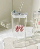Straw Glass Bottle 450ML Portable Drinking Cup