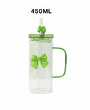 Straw Glass Bottle 450ML Portable Drinking Cup