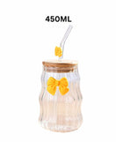 450ML Glass Straw Cup With Lid Portable Drinking Glass