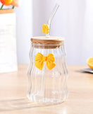 450ML Glass Straw Cup With Lid Portable Drinking Glass