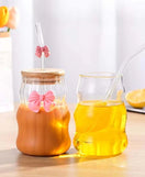 450ML Glass Straw Cup With Lid Portable Drinking Glass