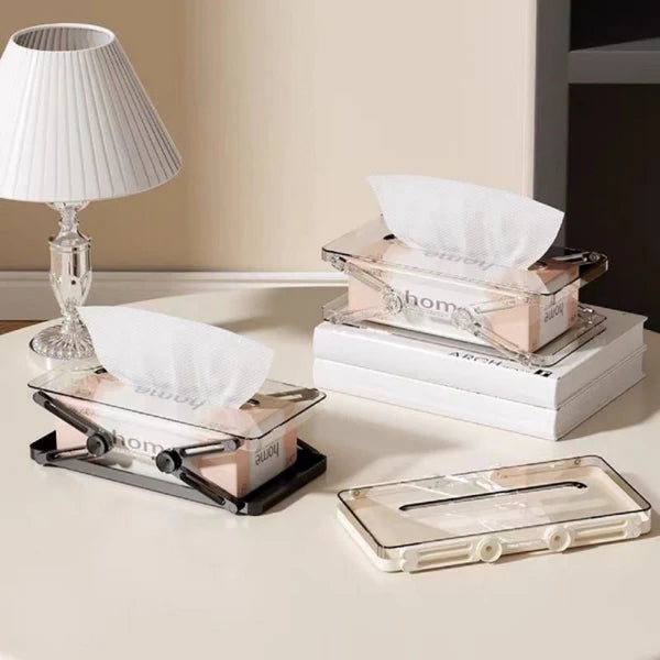 Transparent Acrylic Tissue Storage Box Adjustable Tissue Holder Organizer
