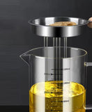 1200ML Glass Oil Filter Pot Kitchen Oil Strainer Container