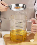 1200ML Glass Oil Filter Pot Kitchen Oil Strainer Container