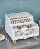Dustproof Dish Rack Organizer with Cover Kitchen Dish Drying Rack