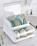 Dustproof Dish Rack Organizer with Cover Kitchen Dish Drying Rack