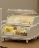 Dustproof Dish Rack Organizer with Cover Kitchen Dish Drying Rack