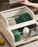 Dustproof Dish Rack Organizer with Cover Kitchen Dish Drying Rack