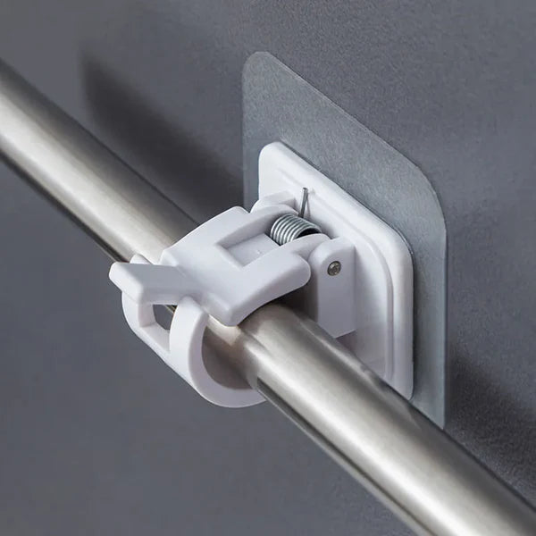 Pack of 2 Transparent PVC Adhesive Curtain Rod Hooks