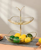 Golden Fruit Basket Decorative Metal Fruit Storage Basket