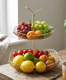 Golden Fruit Basket Decorative Metal Fruit Storage Basket