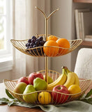 Golden Fruit Basket Decorative Metal Fruit Storage Basket