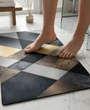 Modern Geometric Nappa Leather Bath Mat Non Slip Rubber Mat