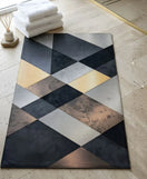 Modern Geometric Nappa Leather Bath Mat Non Slip Rubber Mat
