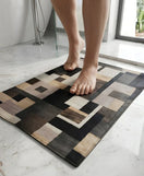 Abstract Pattern Nappa Leather Bath Mat Non Slip Rubber Floor Mat
