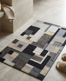 Abstract Pattern Nappa Leather Bath Mat Non Slip Rubber Floor Mat