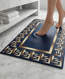Luxury Border Design Nappa Leather Bath Mat Non Slip Rubber Mat