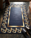 Luxury Border Design Nappa Leather Bath Mat Non Slip Rubber Mat
