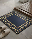 Luxury Border Design Nappa Leather Bath Mat Non Slip Rubber Mat