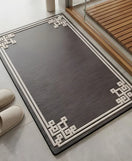 Premium Geometric Border Nappa Leather Mat Ultra Non Slip Floor Mat