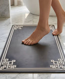Premium Geometric Border Nappa Leather Mat Ultra Non Slip Floor Mat