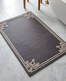 Premium Geometric Border Nappa Leather Mat Ultra Non Slip Floor Mat