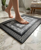 Majestic Greek Key Nappa Leather Bath Mat Non Slip Rubber Mat