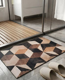 3D Illusion Geometric Cube Nappa Leather Bath Mat