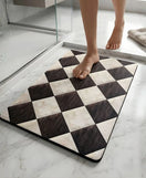 Vintage Diamond Wood Grain Nappa Leather Bath Mat