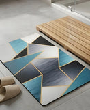 Abstract Oceanic Geometric Nappa Leather Bath Mat