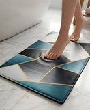 Abstract Oceanic Geometric Nappa Leather Bath Mat