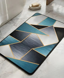 Abstract Oceanic Geometric Nappa Leather Bath Mat