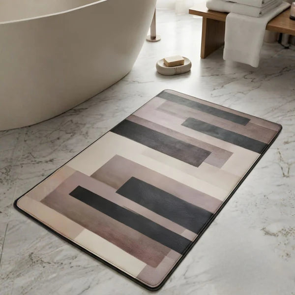 Nordic Abstract Block Nappa Leather Bath Mat