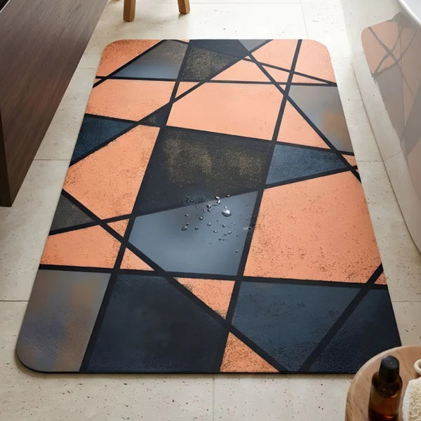 Nordic Geometric Abstract Bath Non Slip Mat