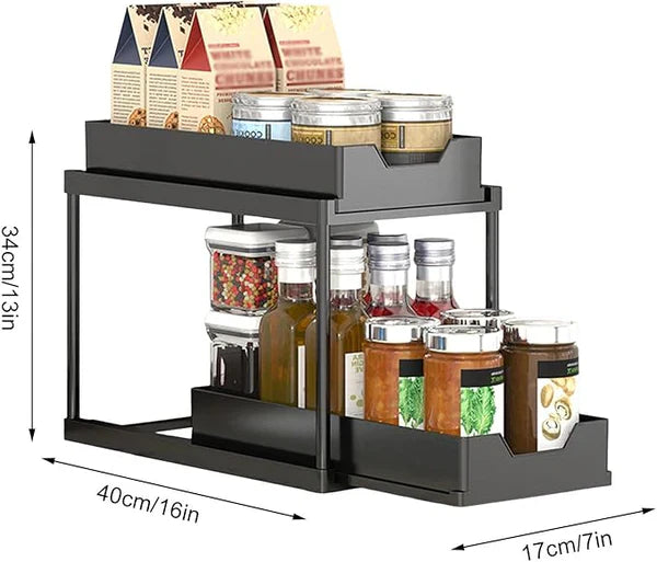 2 Layer Storage Basket Space Saving Organizer