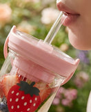 Glass Sipper Cup Drinking Cup with Straw