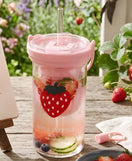 Glass Sipper Cup Drinking Cup with Straw