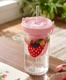 Glass Sipper Cup Drinking Cup with Straw