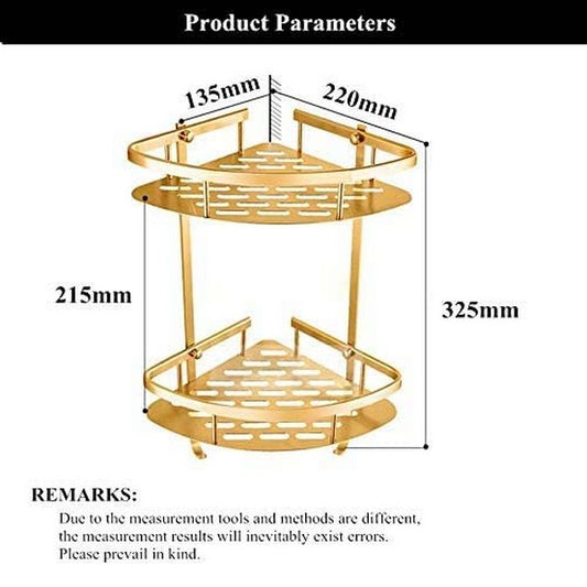 2 Layer Aluminium Heavy Corner Shelf Golden