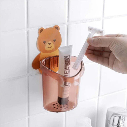 Bear Toothbrush Holder Cup Wall Mounted