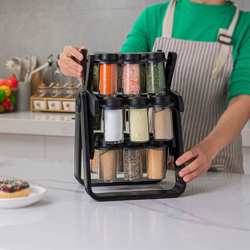 Rotating Spice Rack With 18Pcs Jar