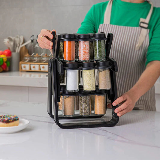 Rotating Spice Rack With 18Pcs Jar