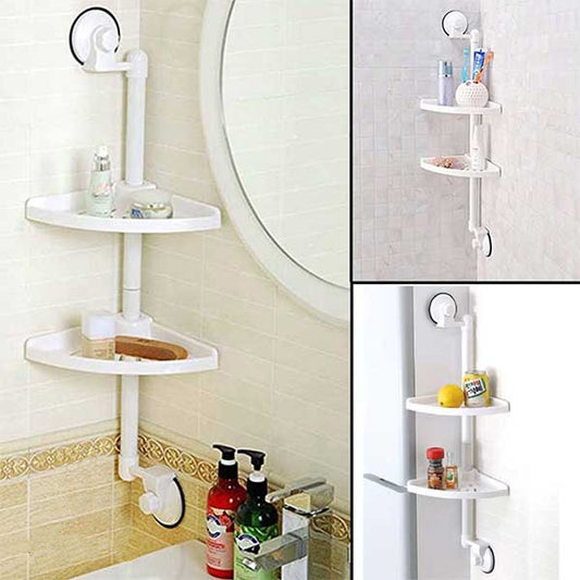 Double Racks Corner Bathroom Suction Wall Mounted